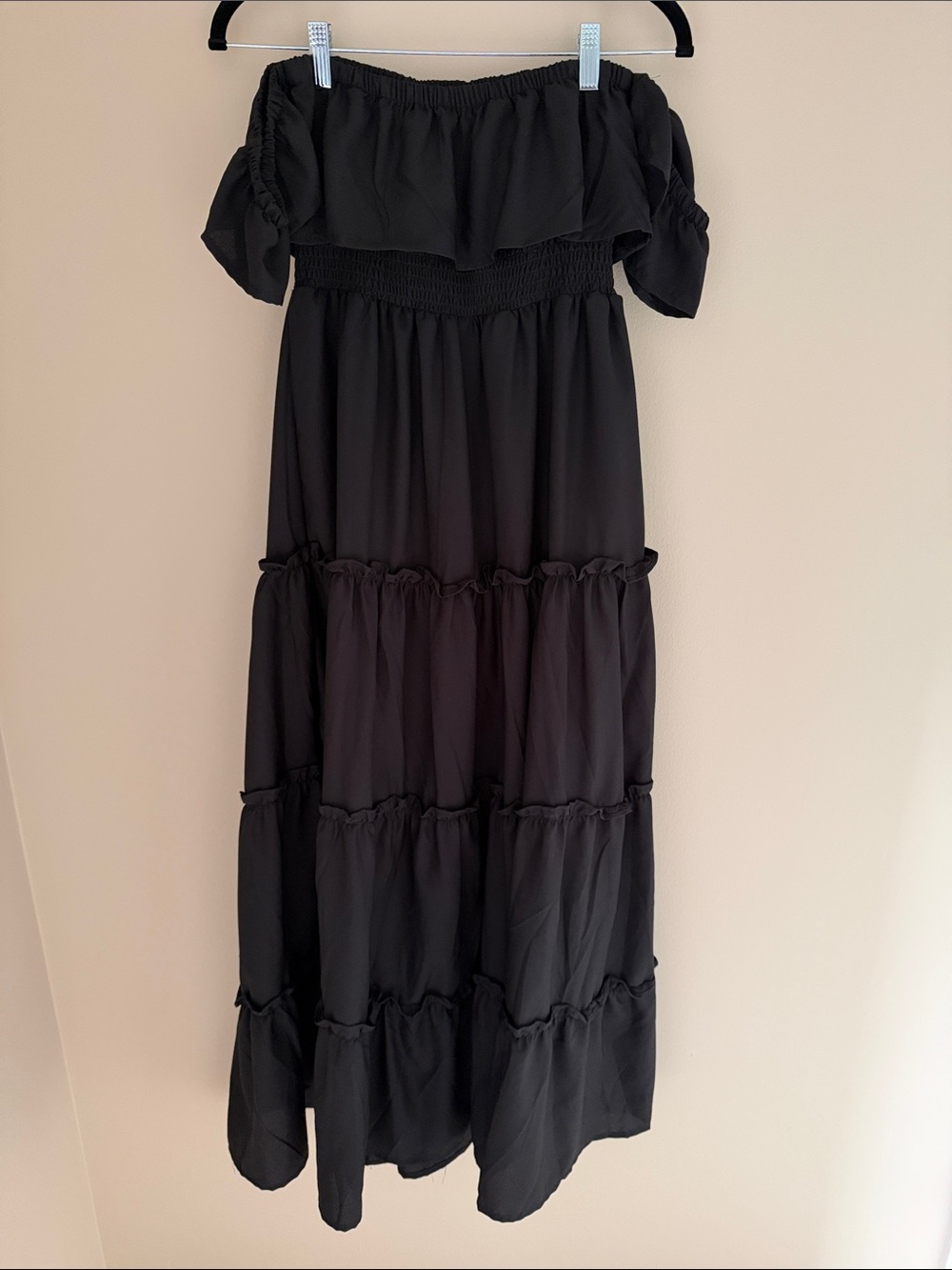 Lascana Off-Shoulder Ruffled Black Maxi Dress - Picture 7 of 8